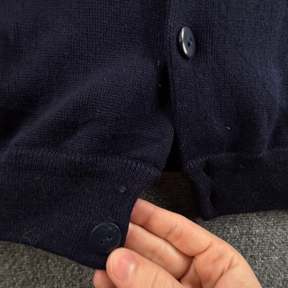VTG Chemise Lacoste XL Cardigan Men Sweater Navy Blue Buttons Knit Acrylic - Picture 13 of 16